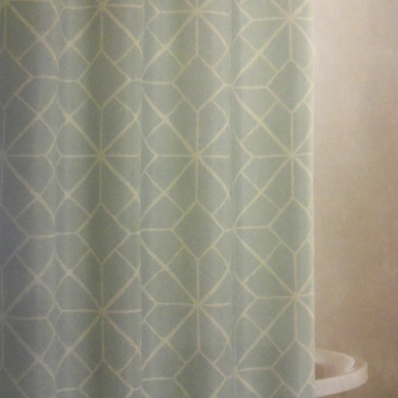 Apt 9 Fabric Shower Curtain Light Blue & White Pretty Mosaic NIP - Picture 5 of 6